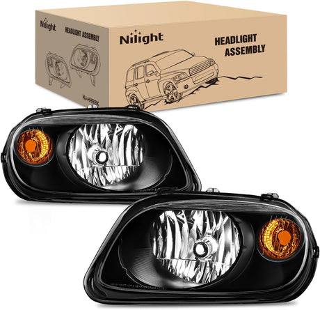 Headlight Assembly Compatible with 2006 2007 2008 2009 2010 2011 Chevy HHR Halogen Type Factory OE Style Chevrolet HHR Replacement Black Housing Amber Reflector Passenger and Driver Side