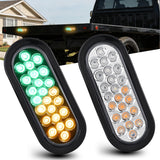 Strobe Lights 2PCS 6Inch Oval 24LED Amber Green Warning | Recessed Rubber Grommet IP67 Waterproof Marker Clearance Road Flare Emergency Lights for Trailer Truck Pickup Camper RV Boat