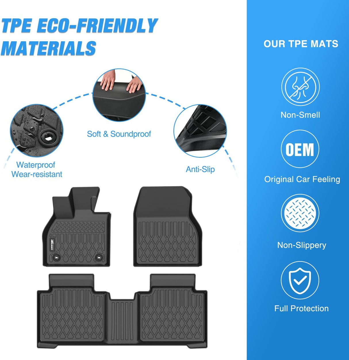 TPE Floor Mats for Subaru Solterra Toyota BZ4X 2023 2024 2025 2026, All Weather Custom Fit Heavy Duty Floor Liners