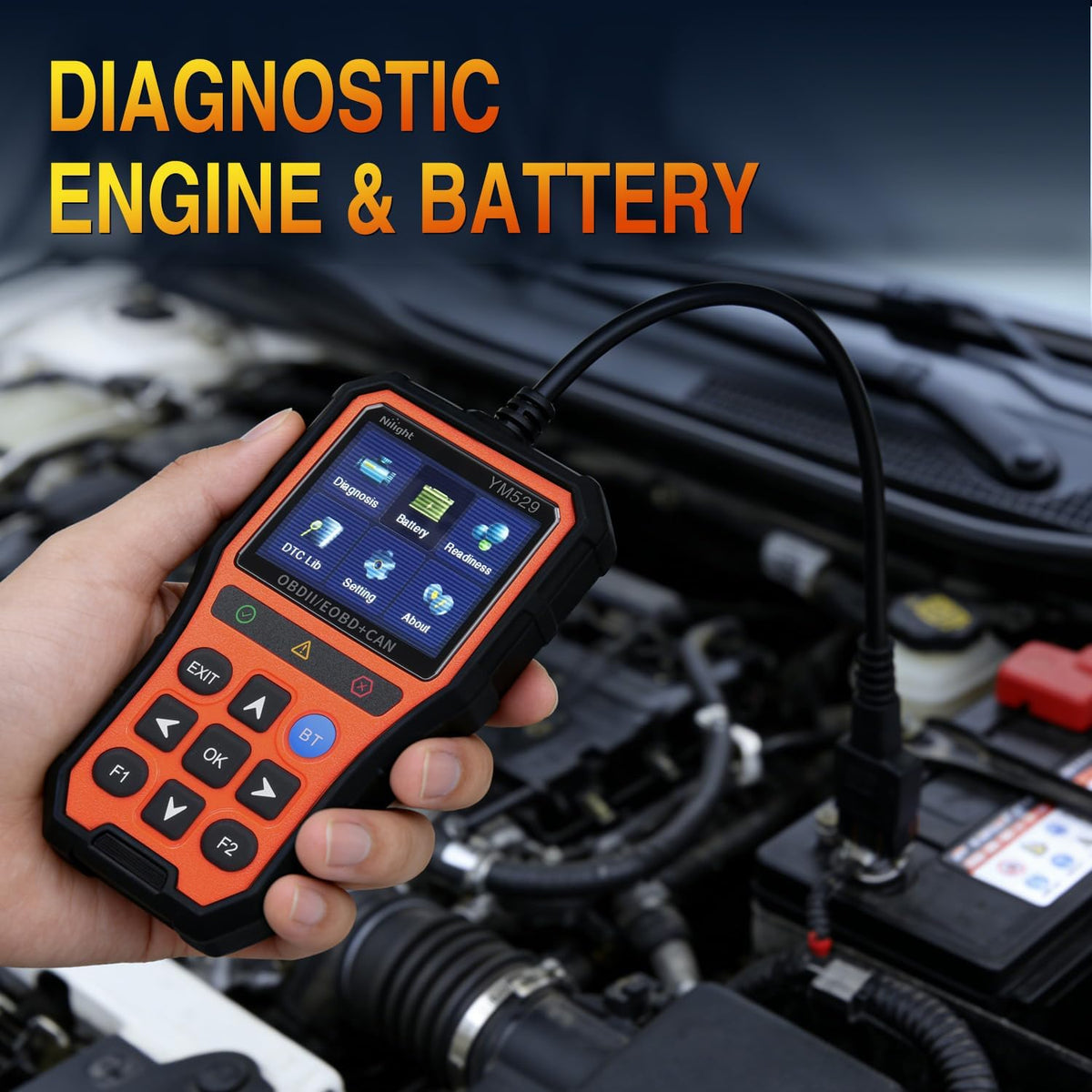 YM529 Smart Wireless OBD2 Scanner with Wireless Update - Professional Car Diagnostic Tool with 2.8 Inch IPS Screen - Auto Code Reader for Check Engine Light & Wireless Update, 1996-2026 Vehicles