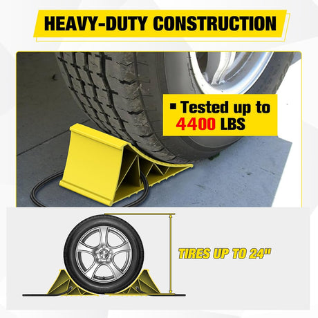 Wheel Chocks, Heavy Duty Wheel Stopper for Car, Truck, RV, Trailer, Caravan, Motorcycle, 8.7 Inch x 4.8 Inch x 4.2 Inch, 2-Pack(Yellow)