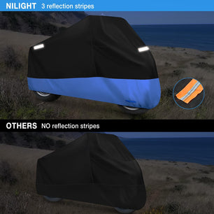 Motorcycle Cover with Lock-Hole Storage Bag & Protective Reflective Strip Fits up to 116