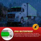 3.7 Inch Green Oval Side Marker Light, 4 LED IP68 Waterproof | Chrome Bezel DC 12-24V Surface Mount 10 Pack Marker & Clearance Light for Trucks Trailers Cars RVs Buses & Boats