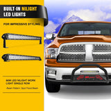 Bull Bar with Light Bar&License Plate Hole for 2009-2018 Dodge Ram 1500&2019-2024 RAM 1500 Classic (Exl Rebel Sport) Truck Brush Guard Front Bumper Push Bar w/Grille Skid Plate Light Mount