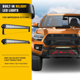 Bull Bar with Light Bar&License Plate Hole Compatible with Toyota Tacoma 2016 2017 2018 2019 2020 2021 2022 2023 Truck Brush Guard, Front Bumper Push Bar w/Grille Skid Plate Light Mount