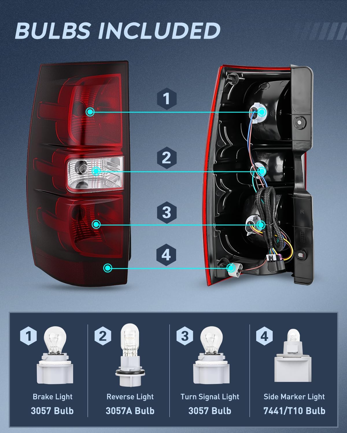 Taillight Assembly Compatible With 2007 2008 2009 2010 2011 2012 2013 2014 Chevy Chevrolet Tahoe Suburban Tail Lights Rear Lamps Replacement Driver and Passenger Side Dark Red