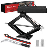 Scissor Jack Kit for Car 1.5 Ton(3307 lbs), Heavy Duty Portable Steel Scissor Lift Jack Car Tire Changing Kit with Ratchet & Lug Wrench for Sedan SUV MPV, 3.9 Inch-13.6 Inch Lifting Range, Black