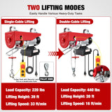 440LBS Electric Hoist 110V Electric Hoist Winch with Wireless & Wired Remote Control, Hoist Lift Winch Single/Double Slings 39FT Lifting Height w Emergency Stop for Garage Warehouse Factories