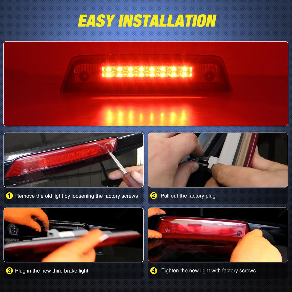 Third Brake Light Tail High Mount 3rd Stop Lights Smoked Lens Compatible with Dodge Journey 2010 2011 2012 2013 2014 2015 2016 Van SUV Rear Center Cab Lamp
