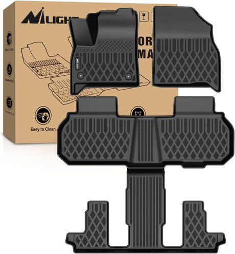 TPE Floor Mats for Chevy Traverse GMC Acadia 7 Seats 2024-2026 & Buick Enclave 7 Seats 2025 2026 All Weather Custom Fit Heavy Duty Floor Liners