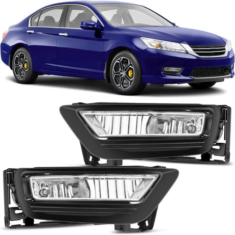 Fog Lights Assembly Compatible with 2013 2014 2015 Honda Accord (4-door Sedan) w/H8 12V 25W Bulbs Clear Lens Driver and Passenger Side