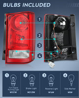 Taillight Assembly Compatible with 2009 2010 2011 2012 2013 2014 2015 Honda Pilot Red Clear Tail Lights Rear Lamp Replacement OE Style Passenger Side w/Bulbs