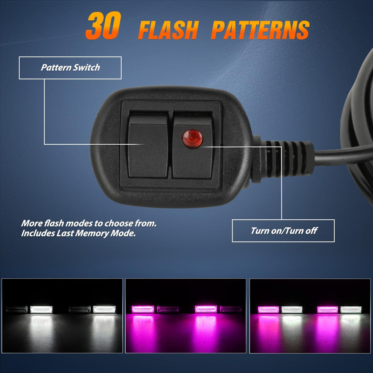 40LED Purple White Emergency Strobe Traffic Advisor Light Bar with Suction Cups Dash Safety Warning Hazard Flashing Lights Interior Front/Rear Windshield for Trucks Construction Vehicles