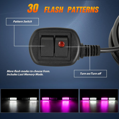 40LED Purple White Emergency Strobe Traffic Advisor Light Bar with Suction Cups Dash Safety Warning Hazard Flashing Lights Interior Front/Rear Windshield for Trucks Construction Vehicles