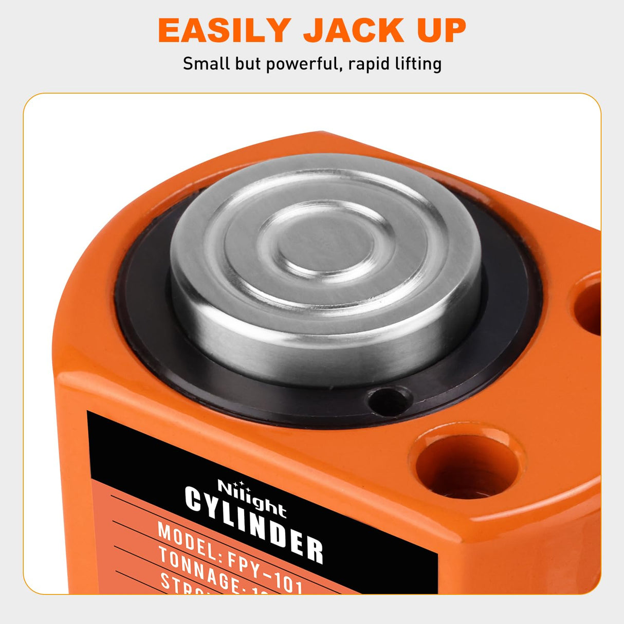 10 Ton Hydraulic Cylinder Jack Porta Power Ram, Heavy Duty Low Profile 0.43 Inch Stroke Automatically Retract Mini Jack Ram Single Acting Lifting Cylinders for Machinery Shipbuilding, Orange