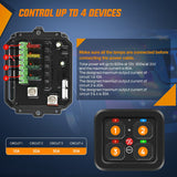 4 Gang Switch Panel 12V 24V Universal Circuit Control Relay System with RGB Backlight Fuse Wiring Harness Automatic Dimmable ON Off LED Pod for Car Pickup Truck Camper SUV