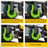 2 Pack 3/4 Inch D-Ring Separate Shackle 45,000 Lbs Break Strength | Includes 7/8 Inch Lock Pin, Isolators and Washers Off Road Recovery, for Tow Strap Winch Truck Vehicle Black&Green