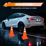 28 Inch Collapsible Traffic Safety Cones 4 Pack - Bright Orange Parking Cones with Reflective Collars for Roadside Emergency, Parking, Driving Practice