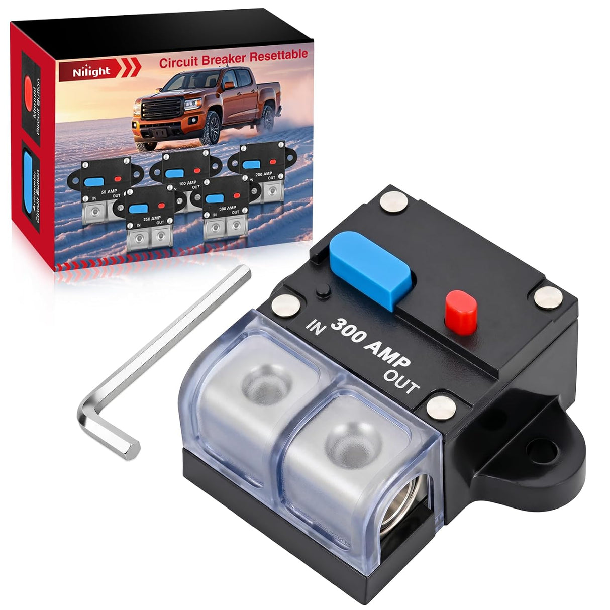 300 Amp Circuit Breaker w/Manual Reset 12V-42V Overload Protection | Resettable Switch Trolling Motor Auto Car Stereo Audio Inline Fuse Block Holders Inverter for Automotive RV Marine Boat