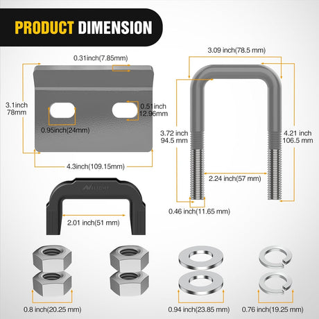 Trailer Hitch Tightener for 2 Inch Trailers Hitches Mount Anti Rattle Heavy Duty Steel with Rubber Cover Grey U Bolt Glossy Coating Plate Electrophoresis Anti-Rust Triple Protective