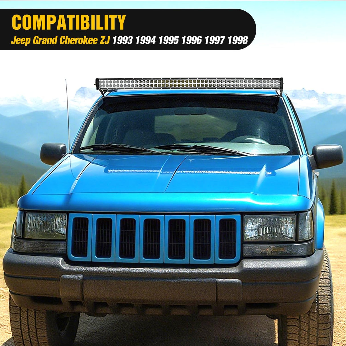 50 inch LED Light Bar Bracket Mounting Upper Windshield Roof Cab Brackets Compatible with Jeep Grand Cherokee ZJ 1993 1994 1995 1996 1997 1998