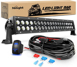 LED Light Bar 22 Inch 120w Flood Spot Combo Driving Lights 12V 5Pin Rocker Switch 16AWG Wiring Harness Kit for Trucks SUV ATV UTV 4x4 Van Camper
