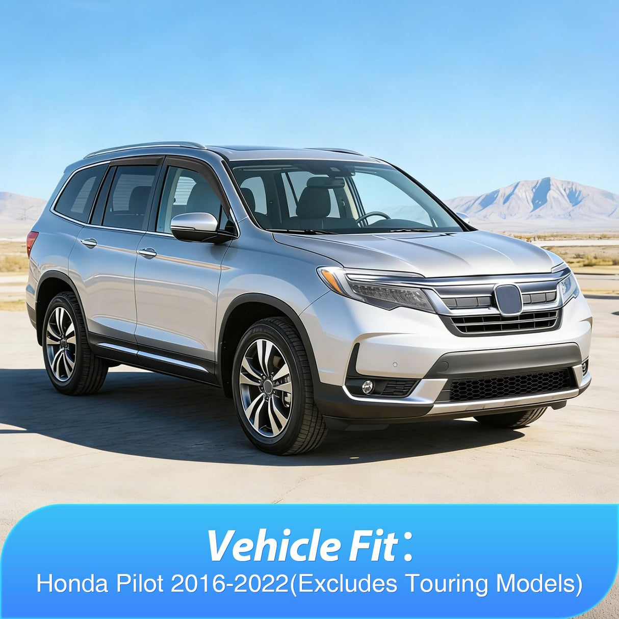 Outside-Mount Window Rain Guards for Honda Pilot 2016-2022, 4PCS | Tape on Window Visors Helps Vent Fresh Air in Rainy Weather, Honda Pilot 2016 2017 2018 2019 2020 2021 2022, Smoke Tinted