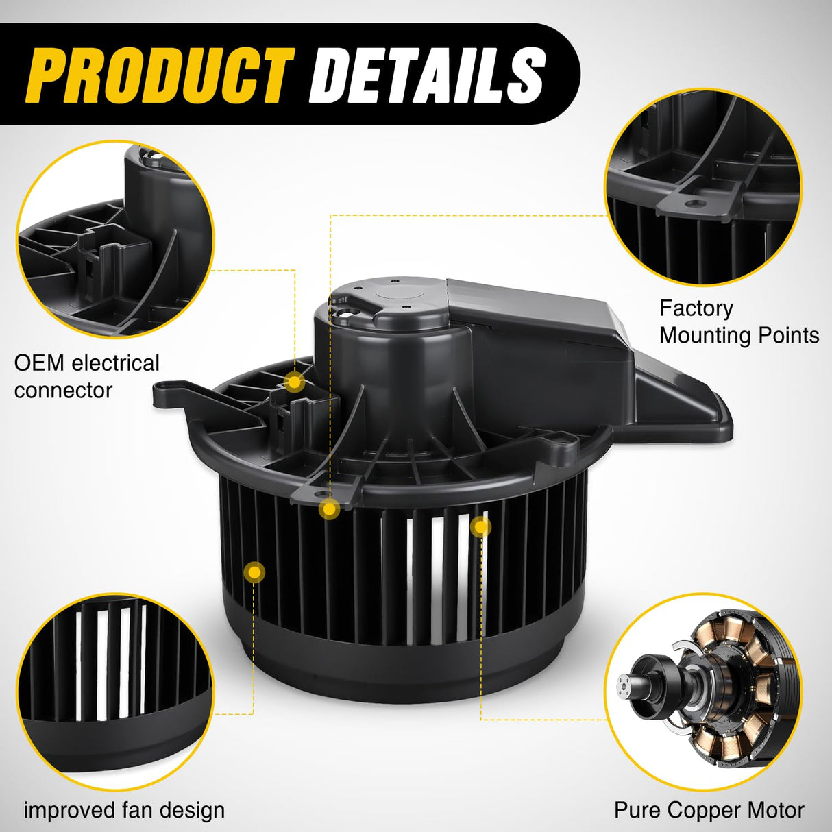 HVAC Heater Blower Motor for Jeep, Dodge, Chrysler - Grand Cherokee, Durango 2011 2012 2013 2014 2015 2016 2017 2018 2019-2021, Town & Country 2008-2016, Grand Caravan 2008-2020