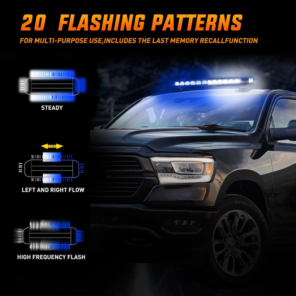 14.5 Inch 30LED Strobe Light Bar Double Side Rooftop Blue White
