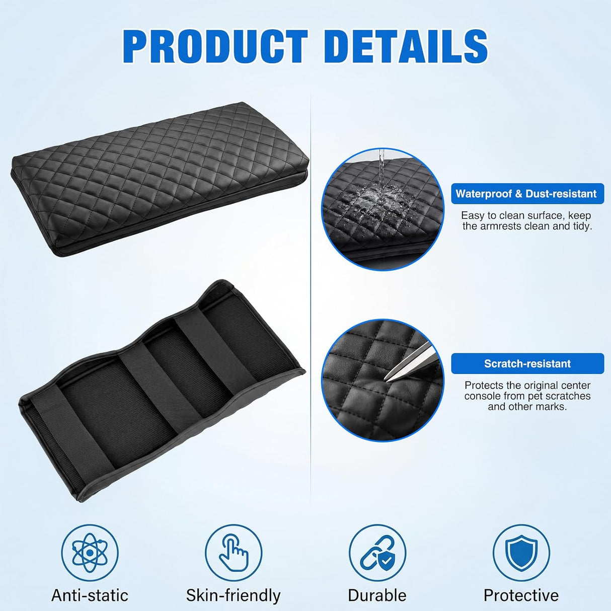 Center Console Cover Fit for Toyota Camry 2025 2026 LE SE XLE XSE | Premium Nappa Leather Armrest Cover for Toyota Car Accessories Waterproof Middle Arm Rest Cover Pad Armrest Box Cushion Black