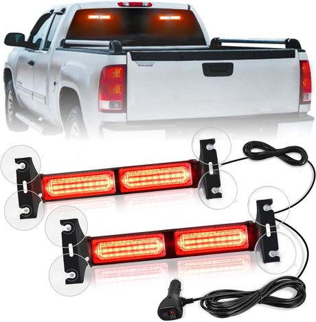40LED Red Emergency Strobe Traffic Advisor Light Bar with Suction Cups Dash Safety Warning Hazard Flashing Lights Interior Front/Rear Windshield for Trucks Construction Vehicles