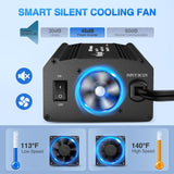 300W Power Inverter 12V DC to 110V AC Car Converter with PD 65W USB C & QC3.0 for Phones Tablets Laptop Computer Game Console Kindle iPad DVD Players Black