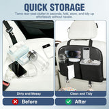 Car Seat Back Organizer 2PCS Black PU Leather Universal | Removable Inner Bucket Tissue Box Mesh Pockets Waterproof Hanging Storage Bag for Cars Vans SUVs MPVs Pickup Trucks