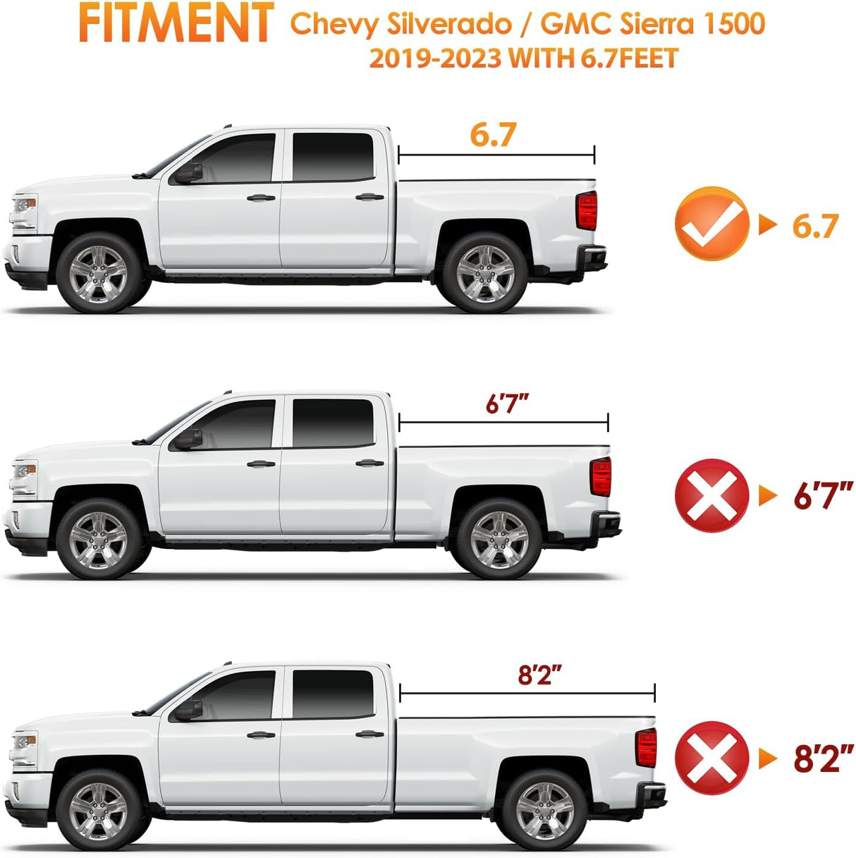 Hard Tri-fold Truck Bed Tonneau Cover Fits for Chevy Silverado 1500/GMC Sierra 1500 2019 2020 2021 2022 2023 2024 2025-6.7ft