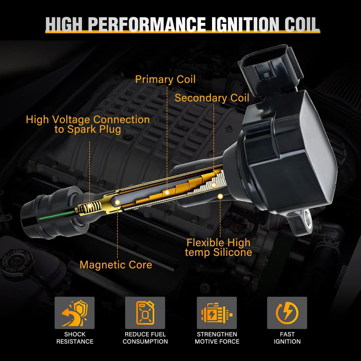 Ignition Coil Pack Fit for Nissan Infiniti Suzuki Equator Murano Altima Maxima Pathfinder Quest Xterra NV1500/2500/3500 I35 QX4 2002-2014 3.5L 4.0L V6 OE# UF349 C1406 Ignition Coils Set of 6