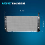 Radiator for Chevrolet Express 2500 3500, GMC Savana 3500 2500 4.8L 6.0L V 2004 2005 2006 2007 2008 2009 2010 2011 2012 2013 2014 2015 2016 2017 2018