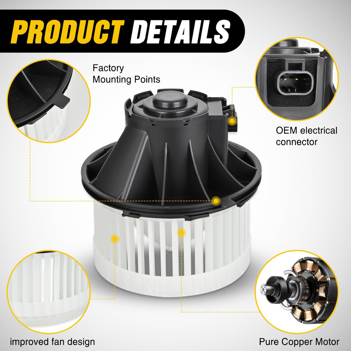 AC Heater Blower Motor for Chevy Silverado 1500 1999 2000 2001 2002 2003 2004 2005 2006, Silverado 2500 3500, Tahoe, Suburban, 1999-2006 GMC Sierra 1500, Yukon XL, Cadillac Escalade