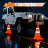 18 Inch Collapsible Traffic Safety Cones 4 Pack - Bright Orange Parking Cones with Reflective Collars for Roadside Emergency, Parking, Driving Practice
