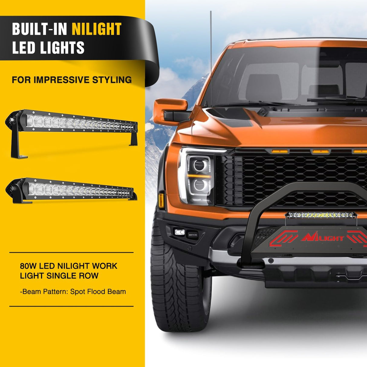 Bull Bar with Light Bar&License Plate Hole Compatible for Ford F-150 F150 2004-2026 Truck Brush Guard, Front Bumper Push Bar w/Grille Skid Plate Light Mount