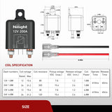 2PC 200A Starter Relay 4 Pin Split Relays Switch 12V Continuous SPST High Current 4 Terminal Car Starter Control w/Copper Wire Lugs for Automotive Car Truck Camper