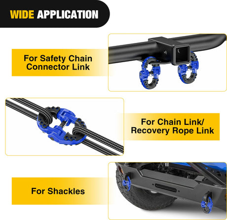 Safety Chain Connector Link, 1/2In Tow Hitch Hammerlock Coupling Link, 2 Pack Forged Steel Tow Chain Connector for Chain Link/Recovery Rope Link/Shackle, 12000 lbs Load Limit, Blue