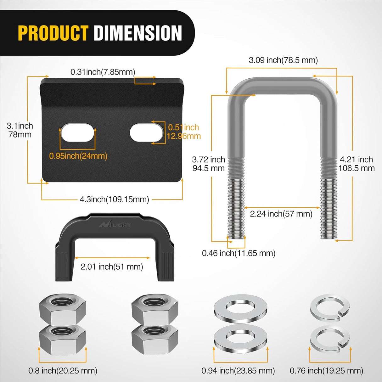 Trailer Hitch Tightener for 2 Inch Trailers Hitches Mount Anti Rattle Heavy Duty Steel with Rubber Cover Gray U Bolt Matte Black Plate Electrophoresis Anti-Rust Triple Protective