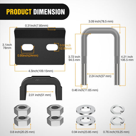 Trailer Hitch Tightener for 2 Inch Trailers Hitches Mount Anti Rattle Heavy Duty Steel with Rubber Cover Gray U Bolt Matte Black Plate Electrophoresis Anti-Rust Triple Protective