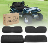 Golf Cart Seat Covers 2PCS Black Leather Club Car DS | Waterproof Leather No Staple Design All Season Protection Sun Scratch Resistant Cover Fits 2000-2026 Club Car DS