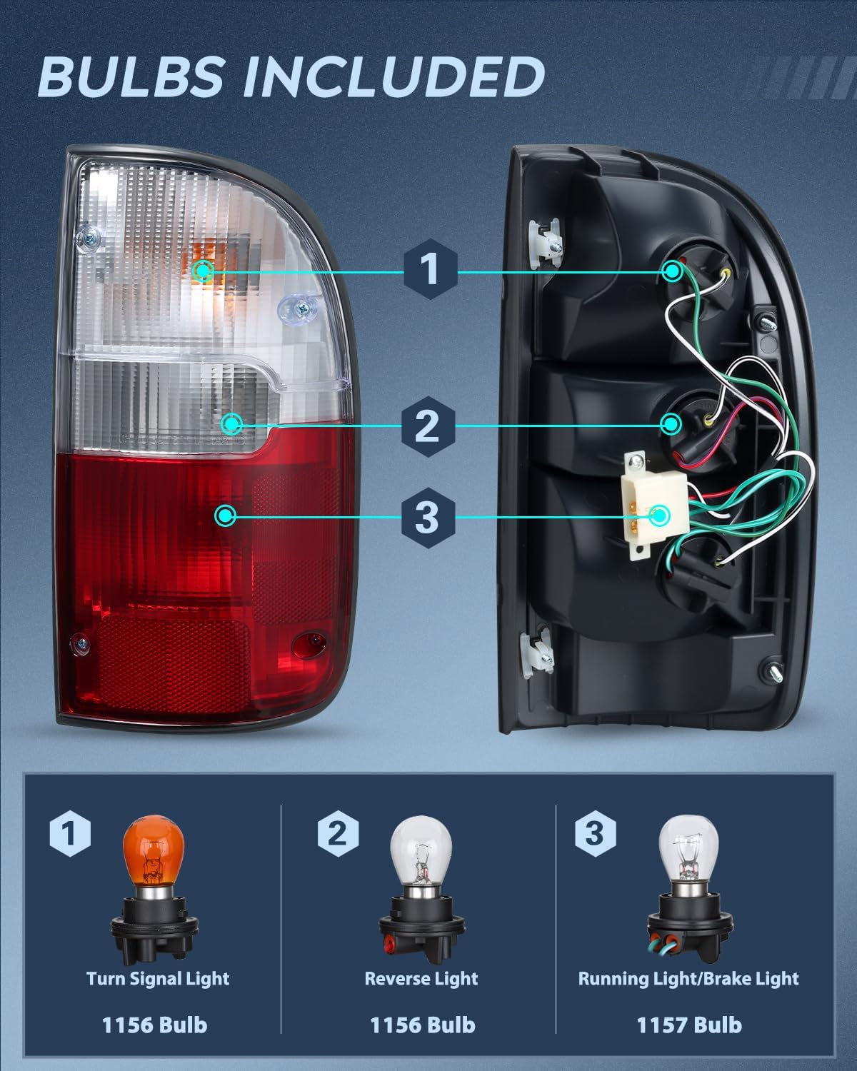 Taillight Assembly Compatible with 1995 1996 1997 1998 1999 2000 Toyota Tacoma Rear Tail Light Lamp Replacement OE Style Passenger Side