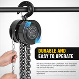 Manual Chain Hoist with Upgrade G70 Galvanized Chain 2 Ton 4400 lbs Capacity 10 ft Lifting Height with 2 Hooks Heavy Duty Pulley Hoist for Garage Warehouse Automotive Machinery