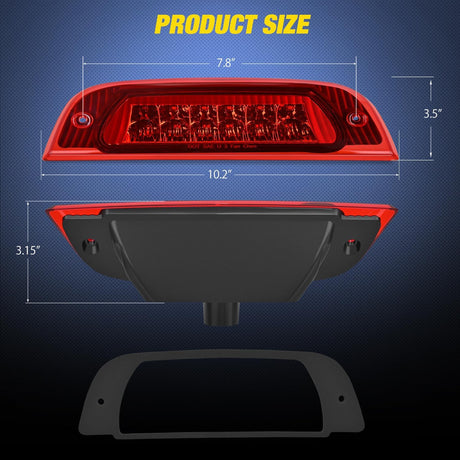 Third Brake Light Tail High Mount 3rd Stop Lights Red Lens Compatible with Jeep Liberty 2002 2003 2004 2005 2006 2007 Van SUV Rear Center Cab Lamp