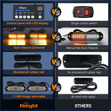 8PCS Led Strobe Lights with Controller 12V 24V Sync Feature Amber Strobe Light 12 LED Surface Mount Emergency Hazard Warning Lights with Strobe Controller for Vehicle Car Truck RV ATV