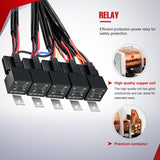 16AWG 14AWG 12AWG LED Light Bar Wiring Harness Kit 12V On/Off 5 Gang Rocker Switch Panel Power Relay Blade Fuse 5Pin Toggle Switches for Cars Boat ATV Trucks-10 Leads
