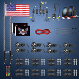 RGB LED Whip Light 2PCS 4FT with 8 Rock Lights Combo | APP and Remote Control with DIY Chasing Patterns Turn Signal Brake Reverse Functions and Spring Base for ATV UTV Jeep